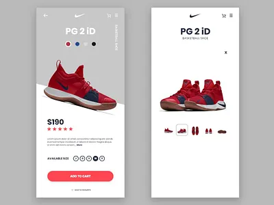 Nike Shoe product Page design ecommerce app minimal mobile animation mobile app design nike shoes ui ui ux design