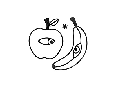 Paranoid Fruit apple black and white concept design eyes flat fruit graphic graphic design icon illustration illustrator line icon looking minimal paranoid practice simple vector