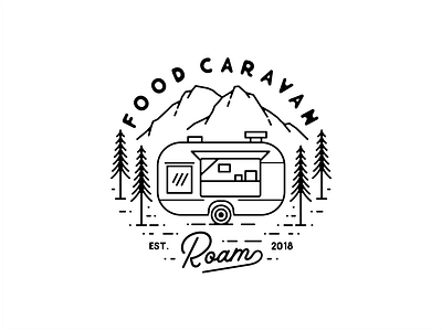 Food Caravan badge badge design badge logo black and white landscape landscape design landscape illustration logo logo design minimalist monoline vintage vintage badges