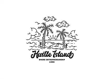 Husle Island badge badge design badge logo landscape design landscape illustration lanscape logo logo design minimalist minimalist logo monoline vintage