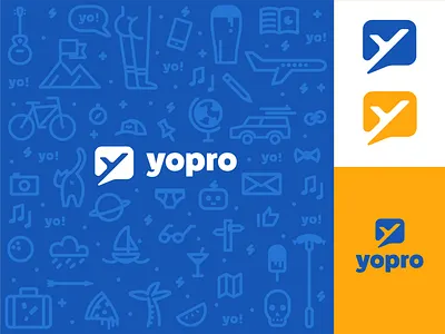 YoPro Travel Blog blog brand identity branding butt icon illustration logo pattern plane speech bubble travel yo