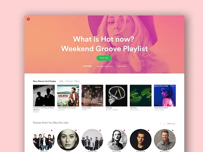Music App app design minimal typography ui ux web website