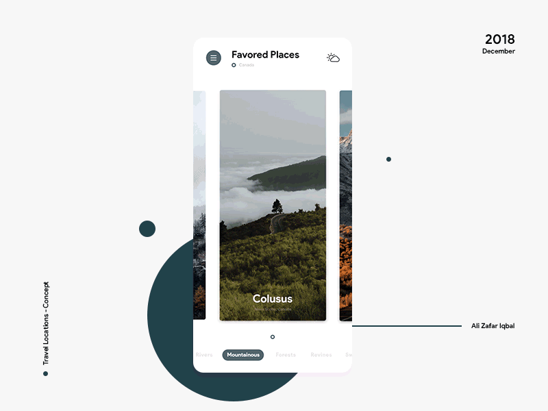 Travel Locations - Concept adobe xd animation design material design minimal motion design travel typography ui ux