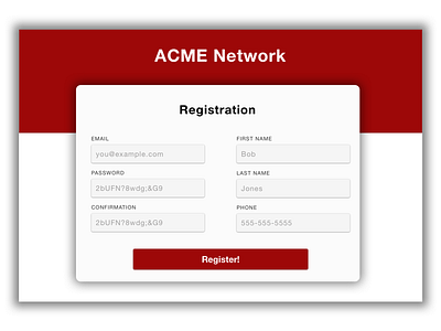 Registrations form daily ui