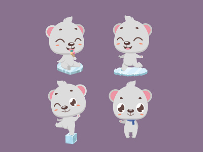 Cute polar bear character design animal bear cartoon christmas cute funny happy ice cream polar