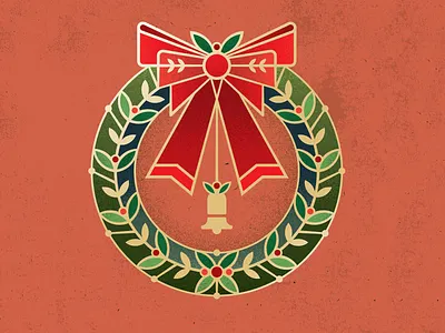 Wreath bell bow christmas design gold holiday illustration illustrator ornament vector wreath xmas