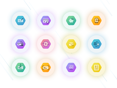 Financial icon set android fintech hexagon icon illustration ios social uidesign user interface web