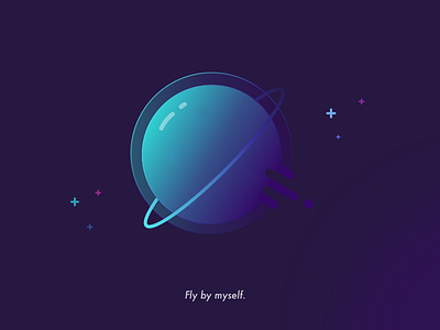 Fly by myself icon illustration