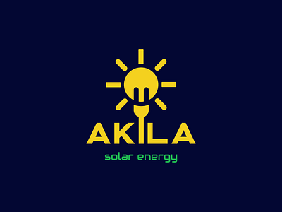 Akila Solar Energy Logo badge branding clean energy design engineering flat graphic design graphic art icon illustration illustrator lettering logo minimal solar solar power type typography vector