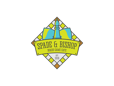 Spade & Bishop Board Game Cafe badge board game board games boardgame boardgames branding cafe design flat graphic design graphic art icon illustration illustrator lettering logo minimal type typography vector