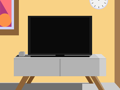 TV room adobe art cute digital art flat illustration illustrator tv vector