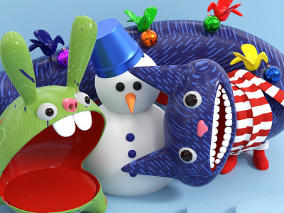 happy new year blender blender3d cartoon design