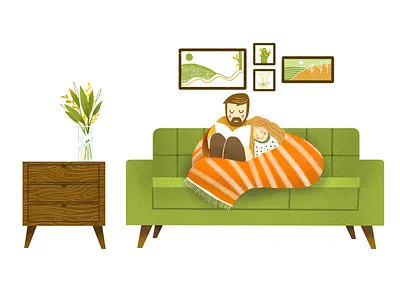 Warming together cold design home illustration illustrator ipadpro love print procreate together vintage