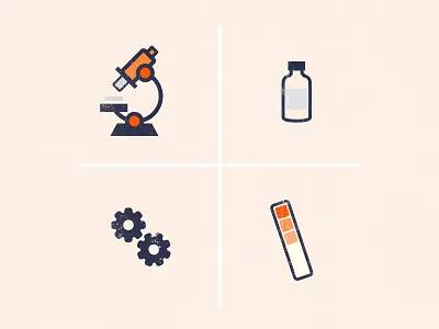 For Science bottle gears icon illustration kombucha microscope ph strip vector