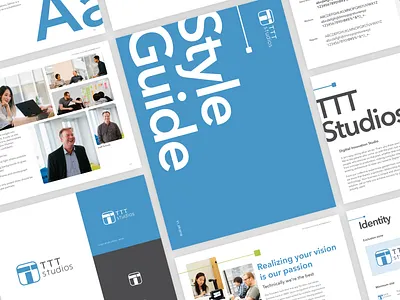 TTT Studios style guide blue brand identity branding clean design guidelines logo minimal style guide type typography