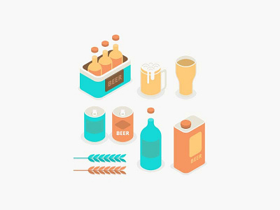Isometric Beer Collections 02 design flat illustration vector