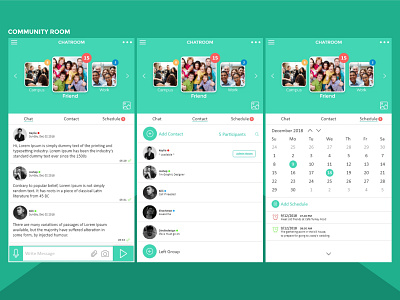 Community Room app design ui web