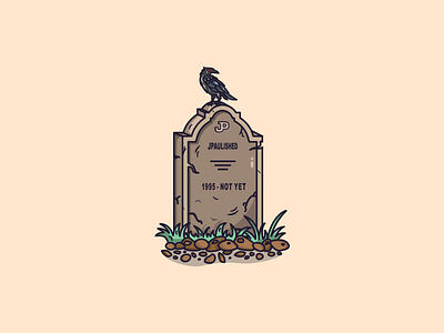 A gravestone art client work colors creepy graphic design grave gravestone illustration illustration art raven spooky stone