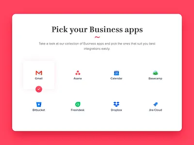 Pick your App app business app choose design icon integration pick selection typography ui web