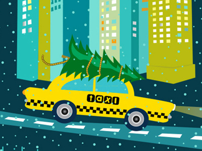 New York City Winter christmas tree new york new york city taxi winter