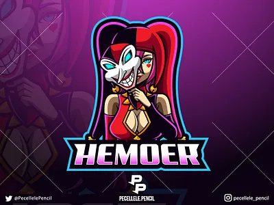 Shaco girl clown design esport esports female fortnite gamer gaming girl harley league of legends logo lol mascot mask queen shaco sports streamer twitch