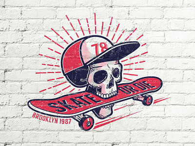 Skull Skateboard american authentic brooklyn grunge hipster label logo retro skate skate board skateboard skateboarder skull skull logo urban vintage