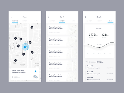 Bicycle module app bicycle card data design dribbble ui