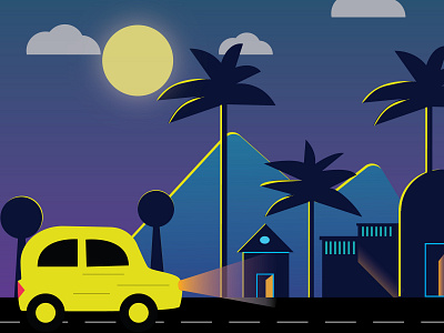 Night Scene Morning Rise adobe color draw graphic illustrator