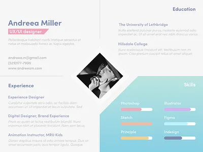 Resume adobe xd design resume resume cv ui ux