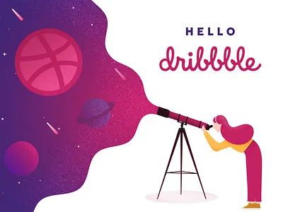 Hello Dribbble design hello illustration inspiration space vector