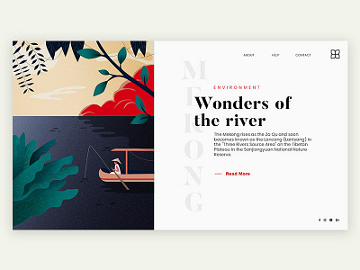 Landing page daily ui design fishing illustration landing page mekong minimal river ui vector vietnam