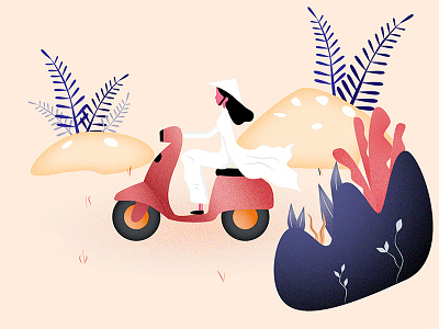 Hanoï Vibes flower girl illustration jungle leaf scooter ui vector vietnam