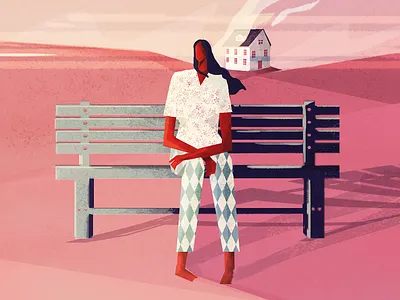 overthinking color design digitalpaiting drawing illustration landscape pink sketch