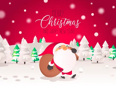 Santa is Coming avatar cartoon cartoon character character character design christmas christmas card christmas tree claus digital art illustration landscape papa noel santa scene vector winter