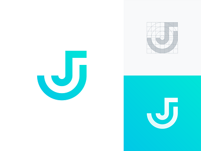 Jump Living Logo Grid blue green branding co living colorful elegant gradient grid construction jump living letter j letter logo lettermark logo logo design logo process mark minimalist modern monogram symbol technology