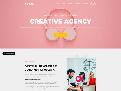 Genemy Creative Agency Landing Page creative agency design landing page marketing onepage theme design theme for wordpress themeforest ui ux design