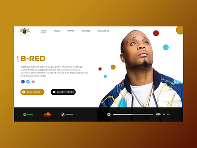 Music Record Label Landing Page artiste branding dailui design landing page landing page ui music music website social streaming ui ux uxui web