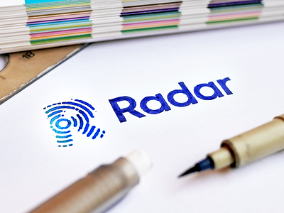 Radar identity - Brushed. abstract branding brush brushed consumer design process dutch grid identity lettering logo map monogram navigate netherlands pulse r radar ripple sketch