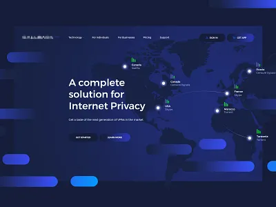 VPNs — landing page connections gradient landing map olbromski ui visiontrust vpn vpns web