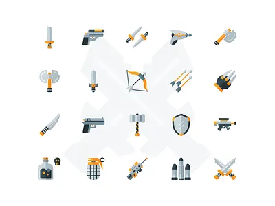 Flat Weapon Icon Set flat icon fortnite game icon icon set iconfinder illustration pubg war weapon