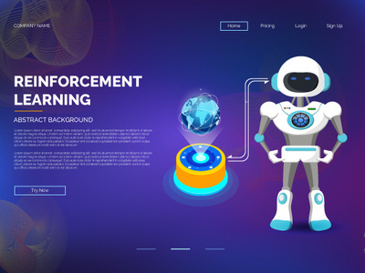 Abstract landing page artificial intelligence graphic landing design reinforcement learning ui ux design uidesign