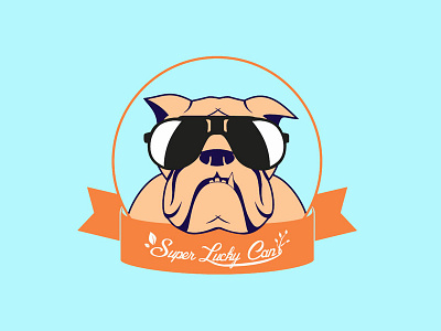 Pet Logo Design can dog french bulldog glasses icon illustration logo orange pet