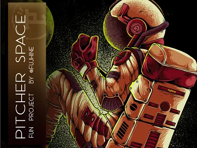 Picther Space art art book astronout astronut background art bitmap branding design fantasy fujhine illustration japan moon pitcher pixel font poster space ui ux vector