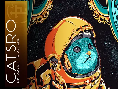 Castro art artwork astronout astronut branding cat cat illustration clothing design fantasy fujhine illustraor illustration kitten moon poster space ui ux vector