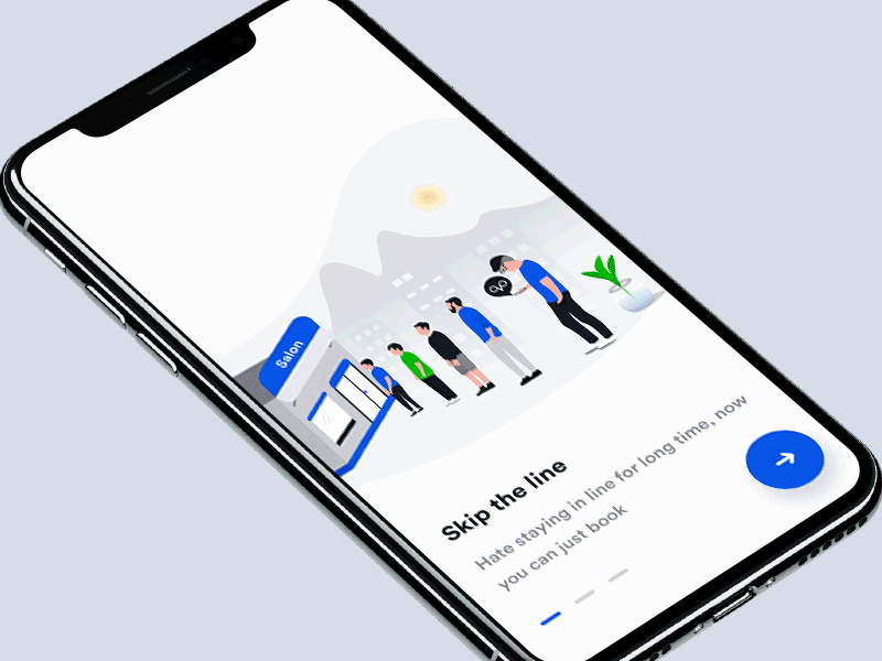 Onboarding Interaction animation clean dashboard design gif hair illustration interaction interface ios iphone johnyvino minimal mobile onboarding principle saloon swipe ui ux