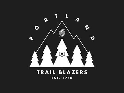 Portland Trail Blazers x Northwest 2 1970 ball basketball camping hoops illustration mountain mug nba northwest oregon outdoors pnw portland ripcity sports trail blazers trees
