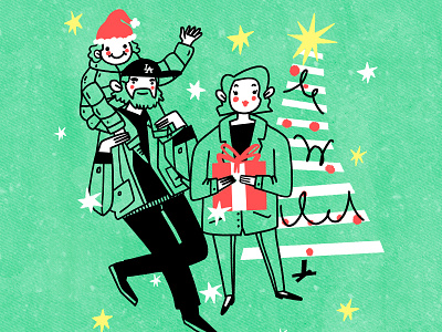 Christmas Postcard christmas commision family portrait post card procreate texture