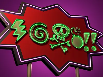 Curses! 3d 3dart b3d blender design illustration neon retro type typography