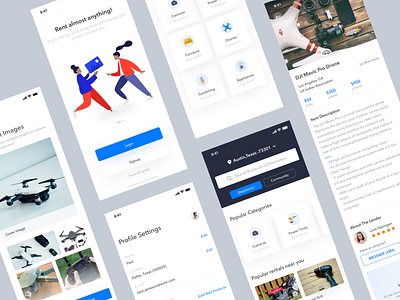 Rental App for iPhone app borrow design flat iphone iphonex lend peer to peer rental sketch ux