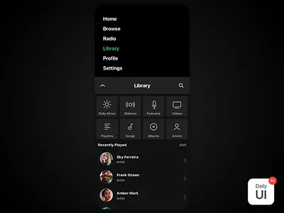 053 Header Navigation challenge daily ui daily ui challenge day 53 navigation spotify ui